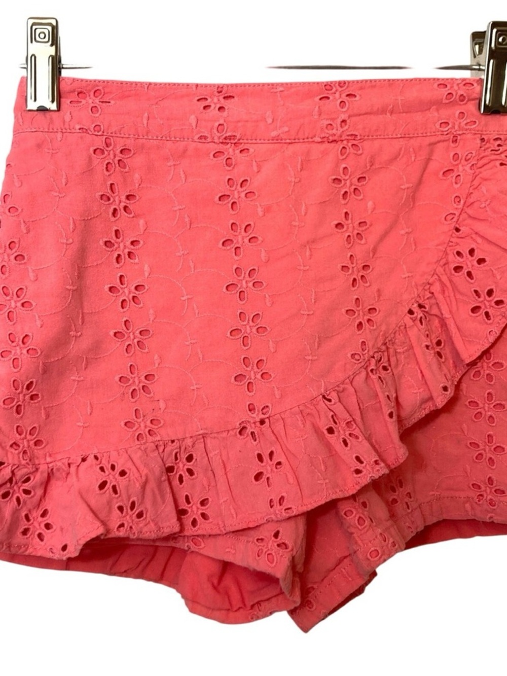Janie and Jack Coral Pink Eyelet Lace Schiffli Embroidery Shorts/Skirt size 12